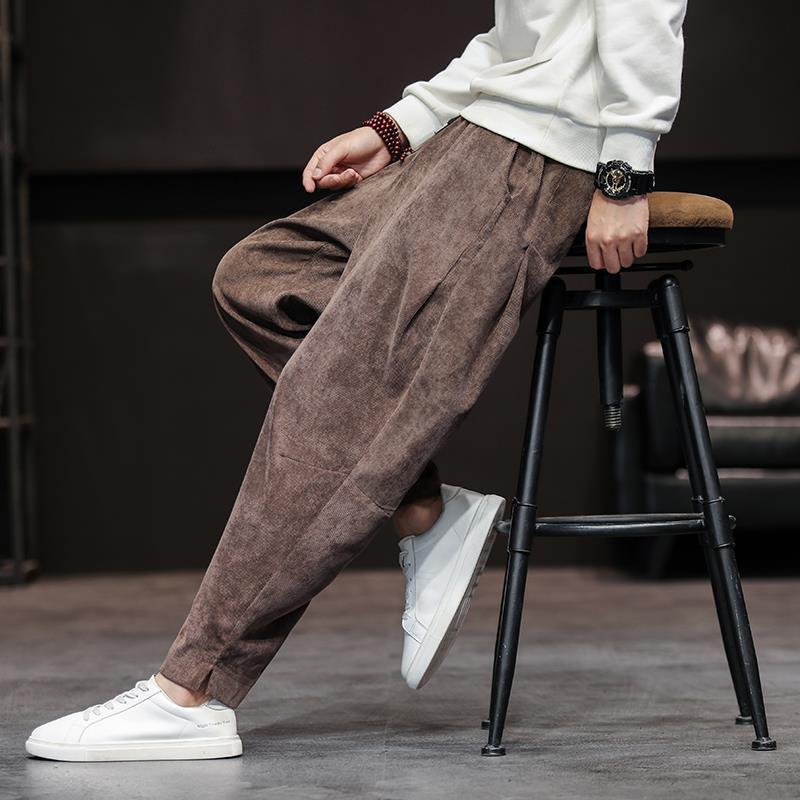 Herren Relaxed Fit Samthose Bequem Weite Bein
