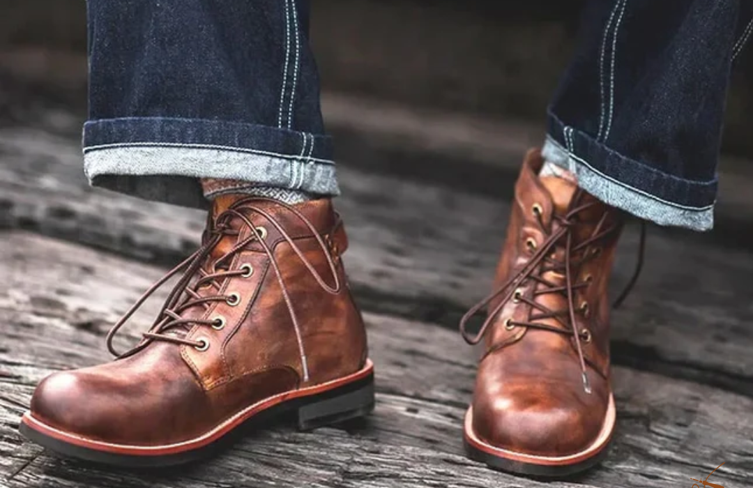 Herren Lederstiefel Klassisch Braun