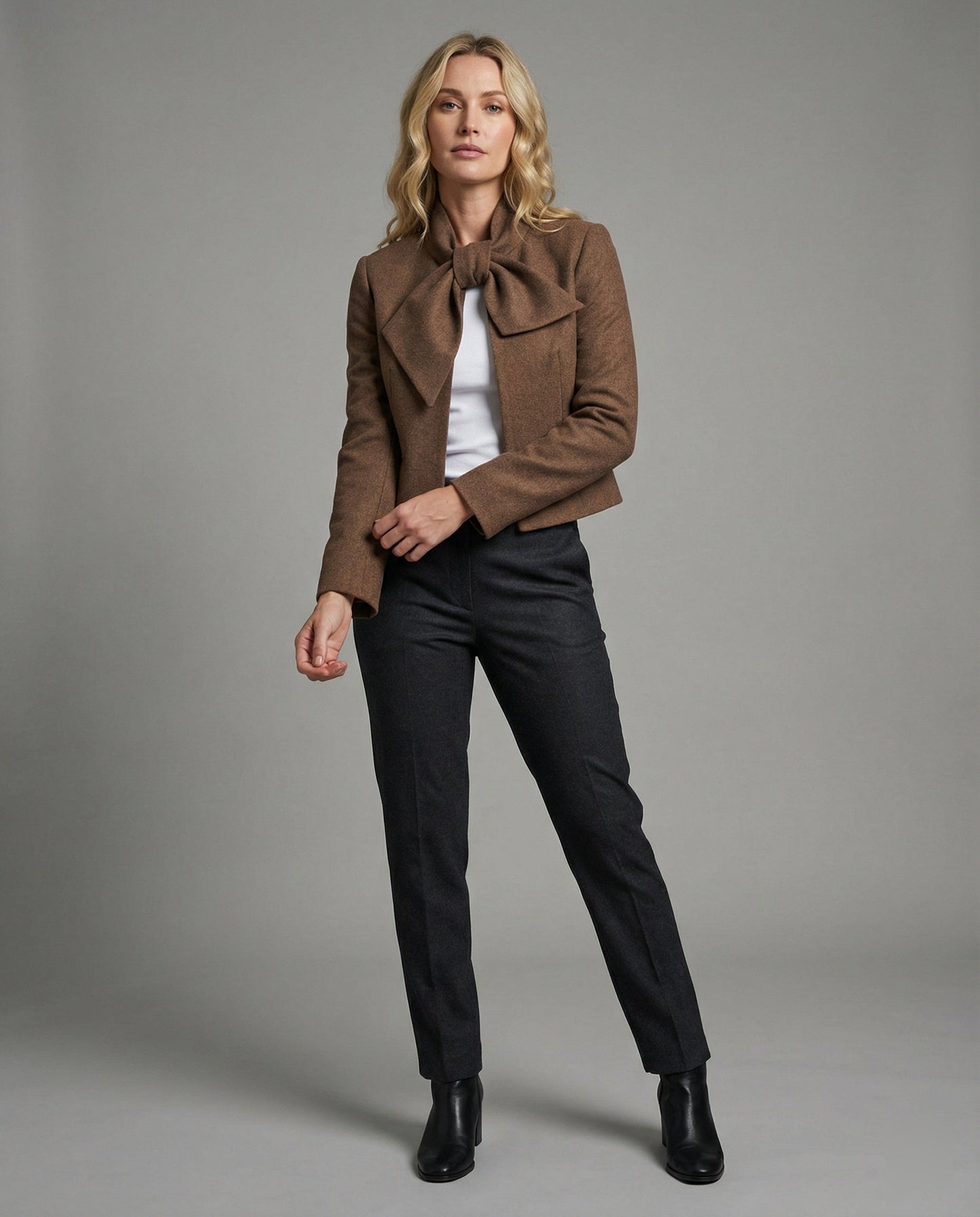 Damen Steppjacke Kurz Wolljacke Old-Money-Stil - Norvielle