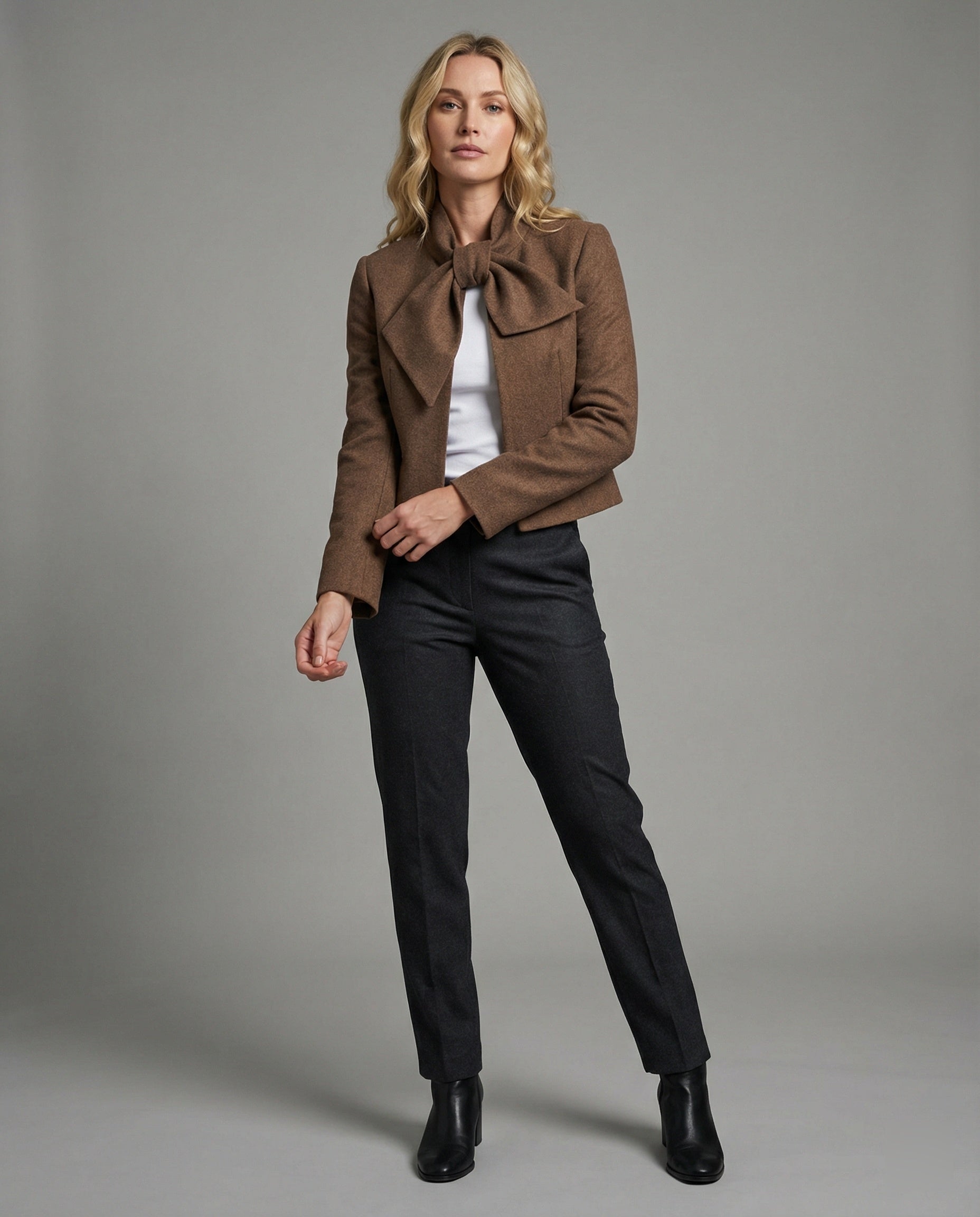 Damen Steppjacke Kurz Wolljacke Old-Money-Stil - Norvielle
