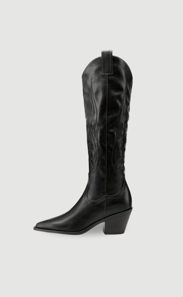 Herren Cowboystiefel Leder Schwarz - Norvielle