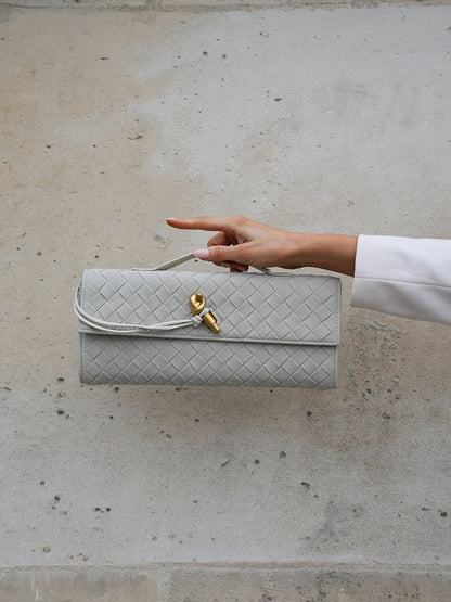 Geflochtene Clutch aus Kunstleder Elegante Damenhandtasche