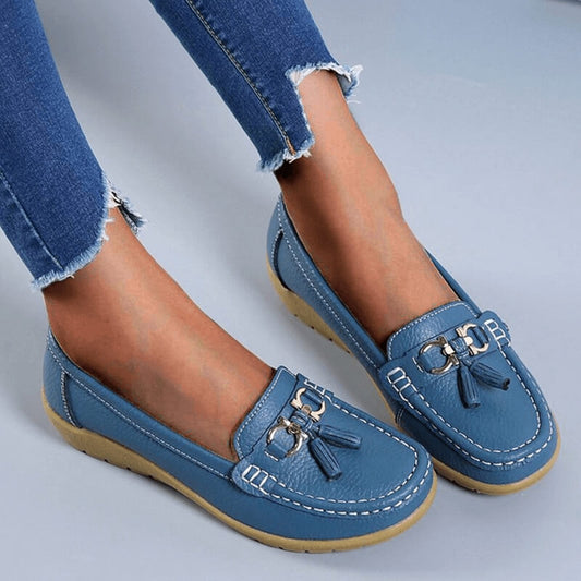 Orthopädische Damen Halbschuhe Leder Komfort Schwarz - Norvielle
