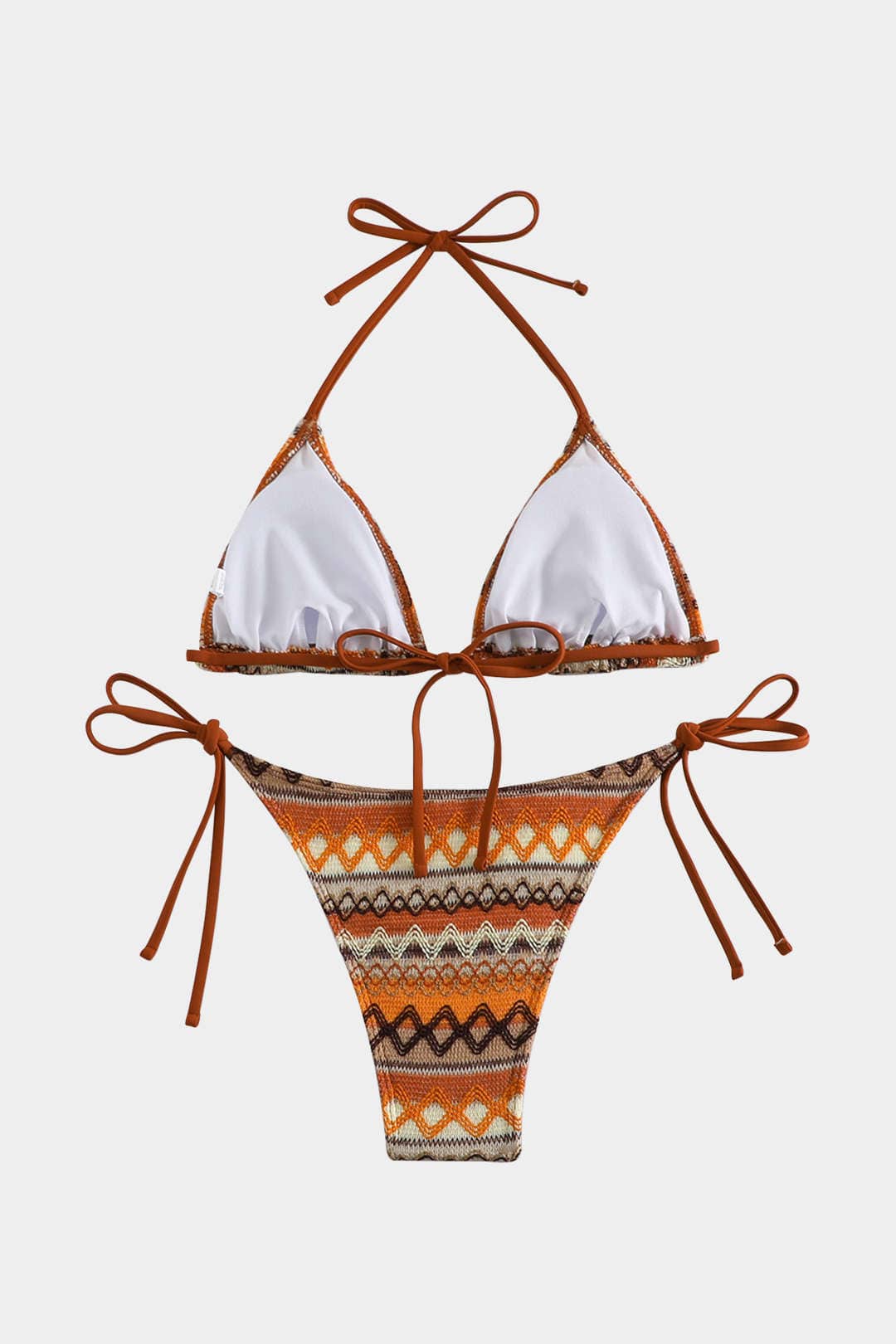 Damen Bikini-Set Ethno-Muster Badeanzug Verstellbar