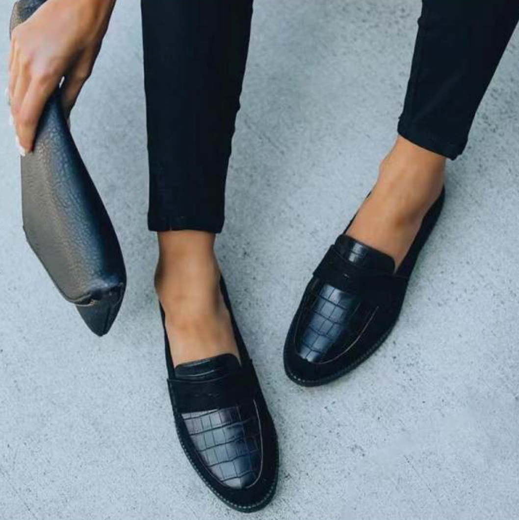 Damen Loafer Schuhe Leder Bequem