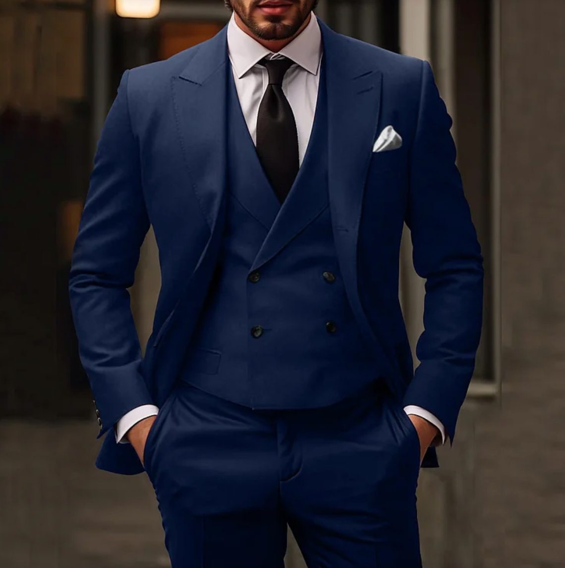 Herren 3-teilig Anzug Sakko Weste Hose Elegant