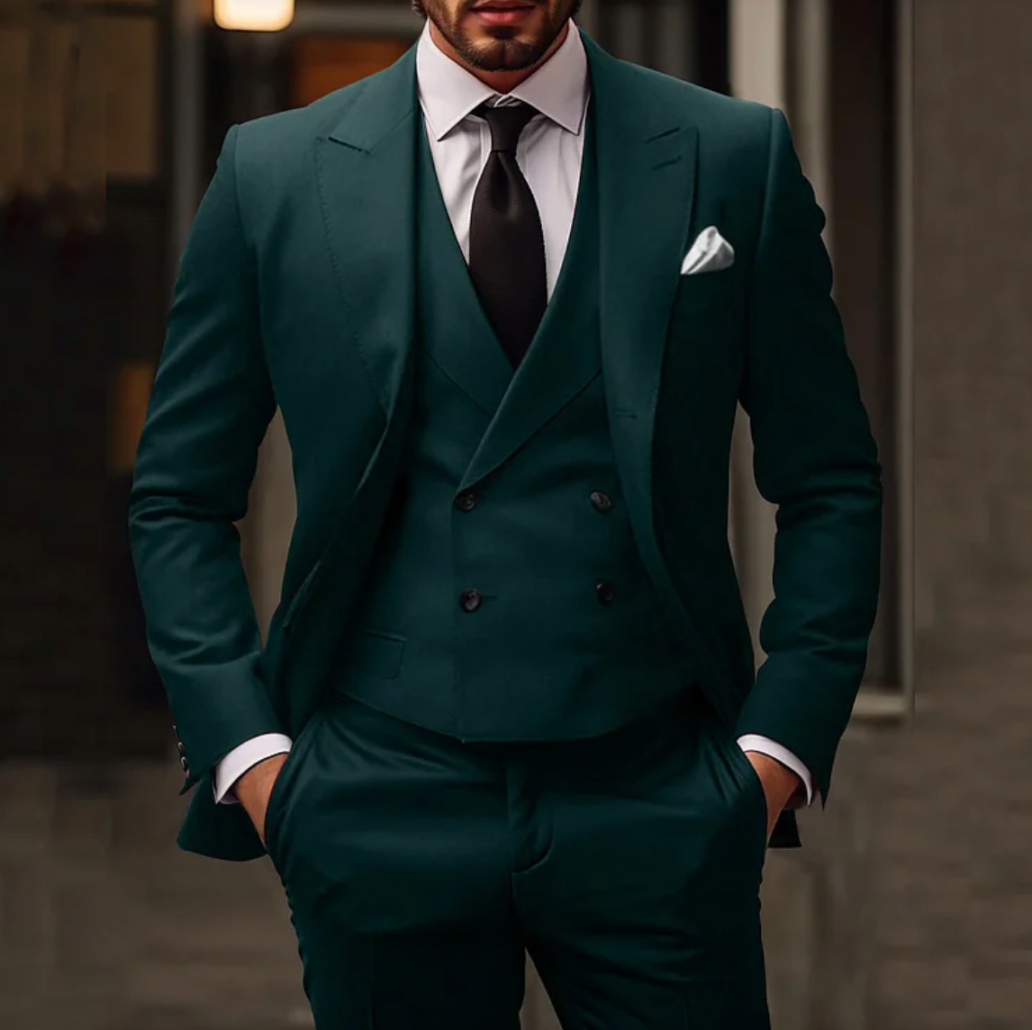 Herren 3-teilig Anzug Sakko Weste Hose Elegant