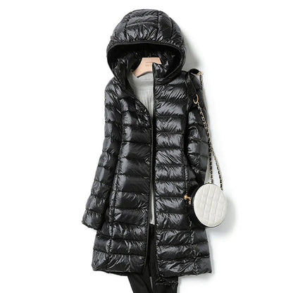 Damen Steppjacke Lang mit Kapuze Warm - Norvielle