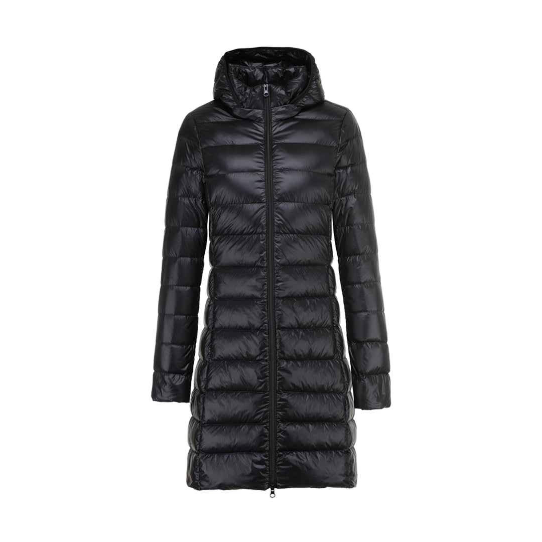 Damen Steppjacke Lang mit Kapuze Warm