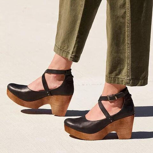Damen High Heels Wedge Schuhe Elegant Schwarz - Norvielle