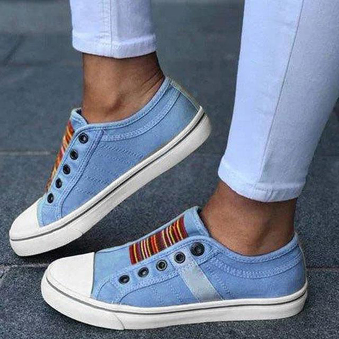 Damen Sneaker Gestreifte Canvas Schuhe