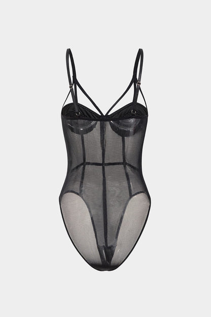 Damen BH Spaghettiträger Bügel-BH Mesh