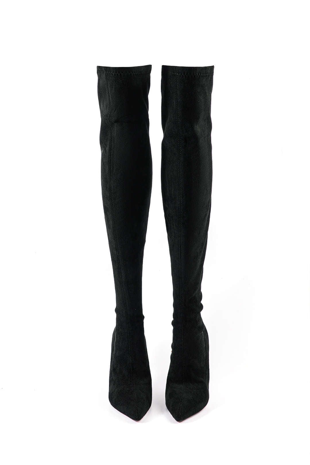 Damen Overknee Stiefel Velours Elegant