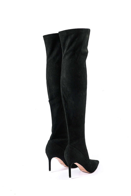 Damen Overknee Stiefel Velours Elegant