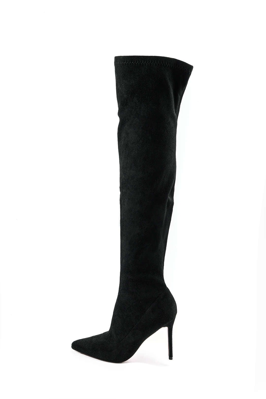 Damen Overknee Stiefel Velours Elegant