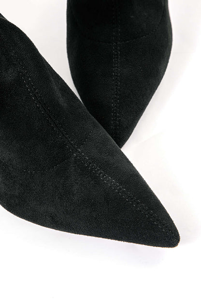 Damen Overknee Stiefel Velours Elegant