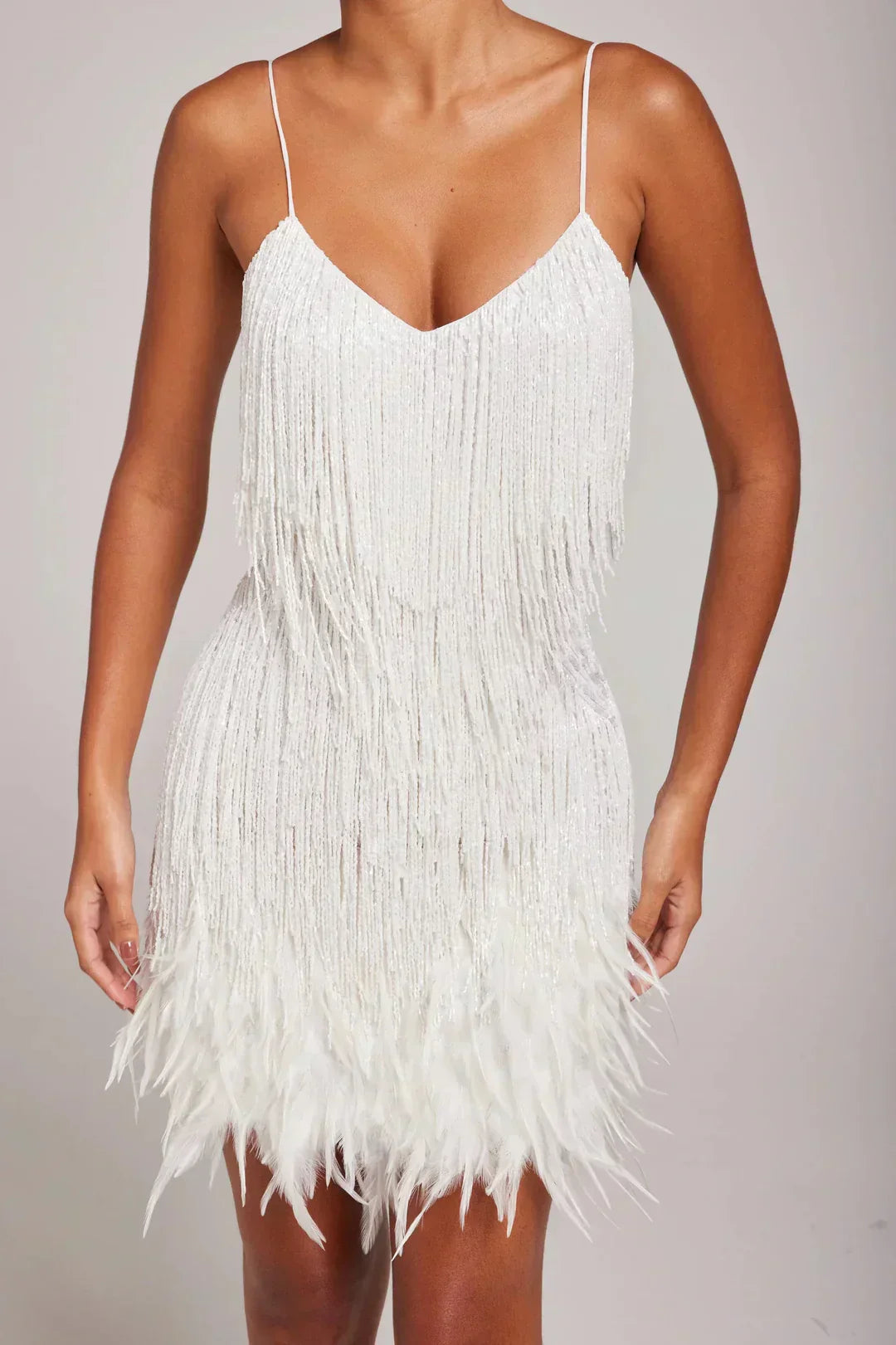 Damen Robe Mit Fransen Elegant