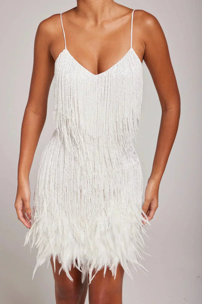 Damen Robe Mit Fransen Elegant