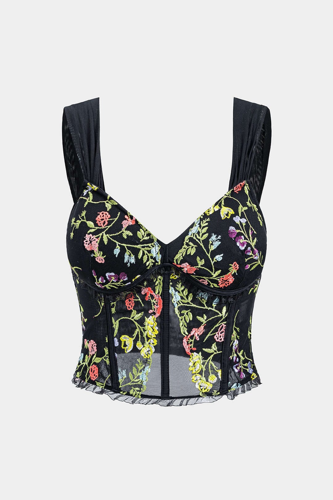 Damen Korsett- Stickerei Mesh-Optik - Norvielle