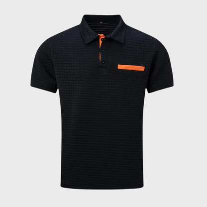 Herren Poloshirt Waffelstrick Kontrastfarbe Modern
