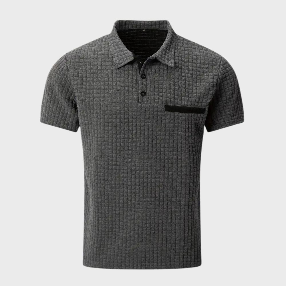 Herren Poloshirt Waffelstrick Kontrastfarbe Modern