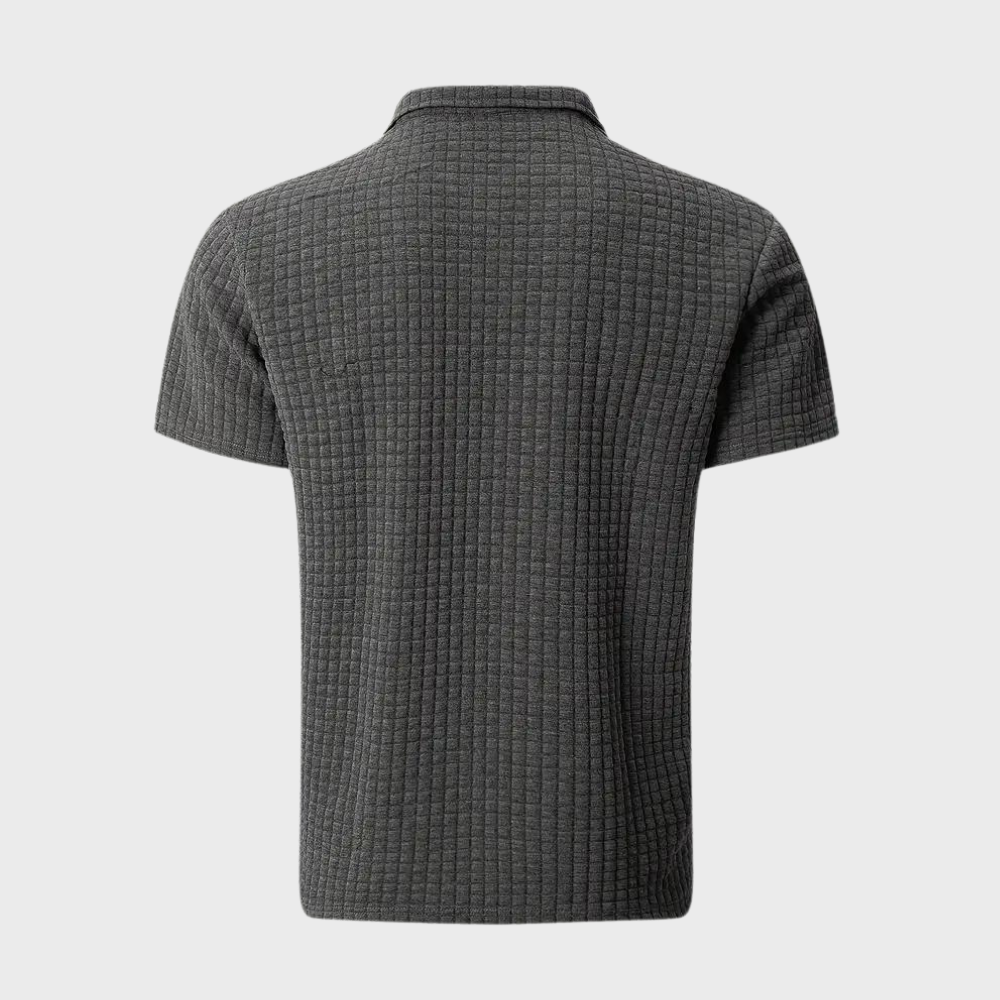 Herren Poloshirt Waffelstrick Kontrastfarbe Modern