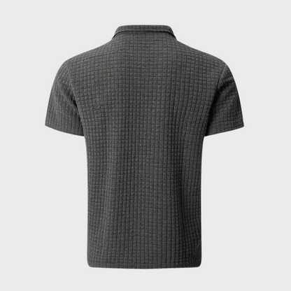Herren Poloshirt Waffelstrick Kontrastfarbe Modern