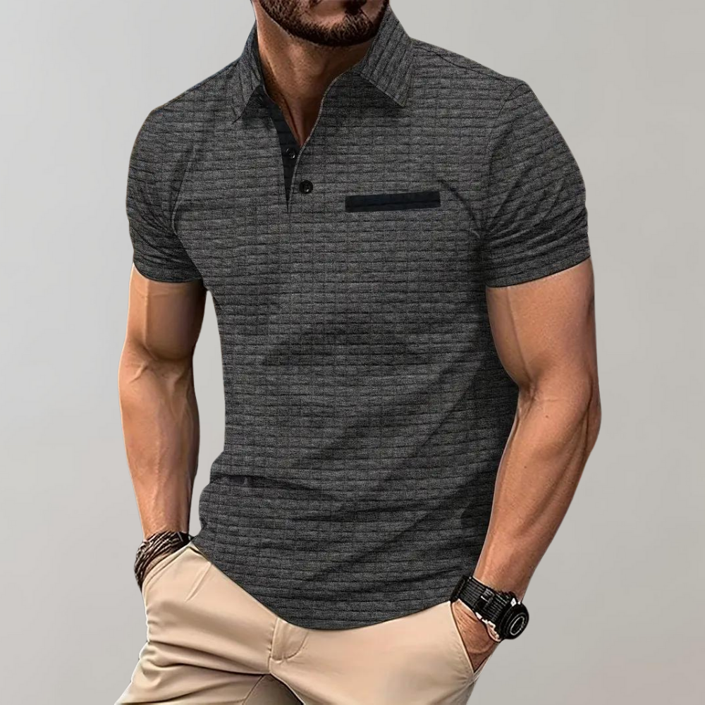 Herren Poloshirt Waffelstrick Kontrastfarbe Modern