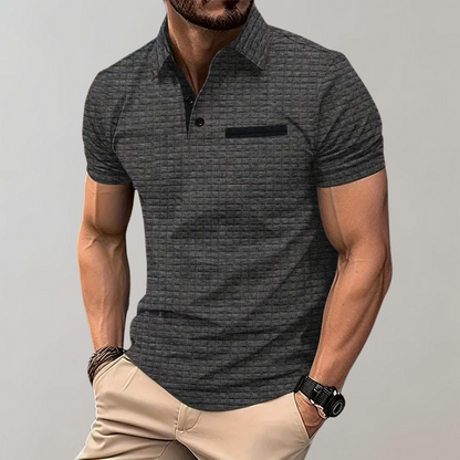 Herren Poloshirt Waffelstrick Kontrastfarbe Modern