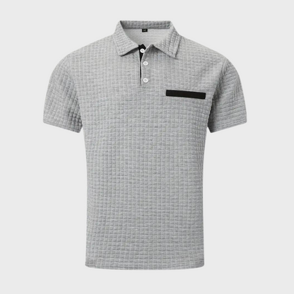 Herren Poloshirt Waffelstrick Kontrastfarbe Modern