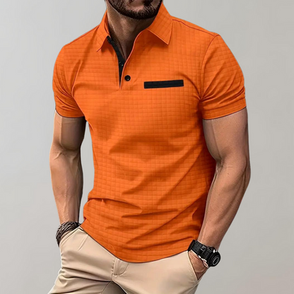 Herren Poloshirt Waffelstrick Kontrastfarbe Modern