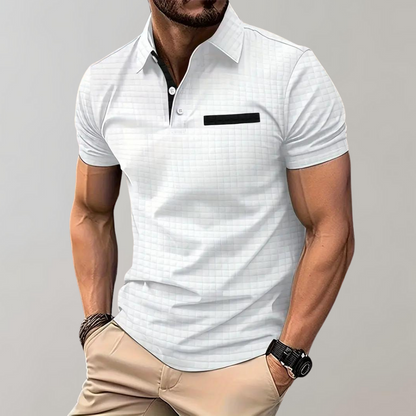 Herren Poloshirt Waffelstrick Kontrastfarbe Modern