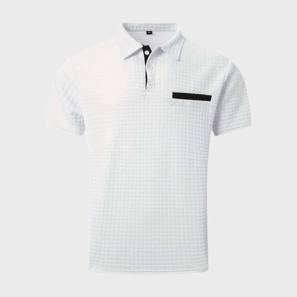 Herren Poloshirt Waffelstrick Kontrastfarbe Modern