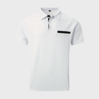 Herren Poloshirt Waffelstrick Kontrastfarbe Modern