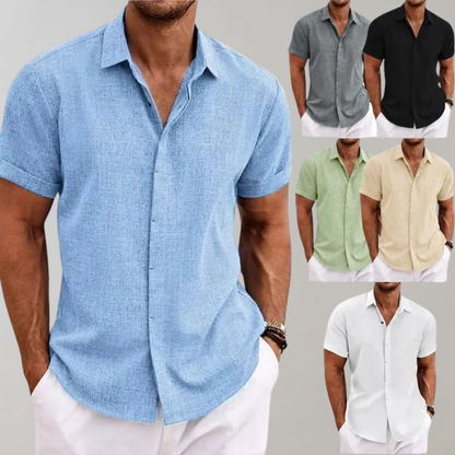 Herren Sommerhemd Kurzarm Relaxed Fit Leinen