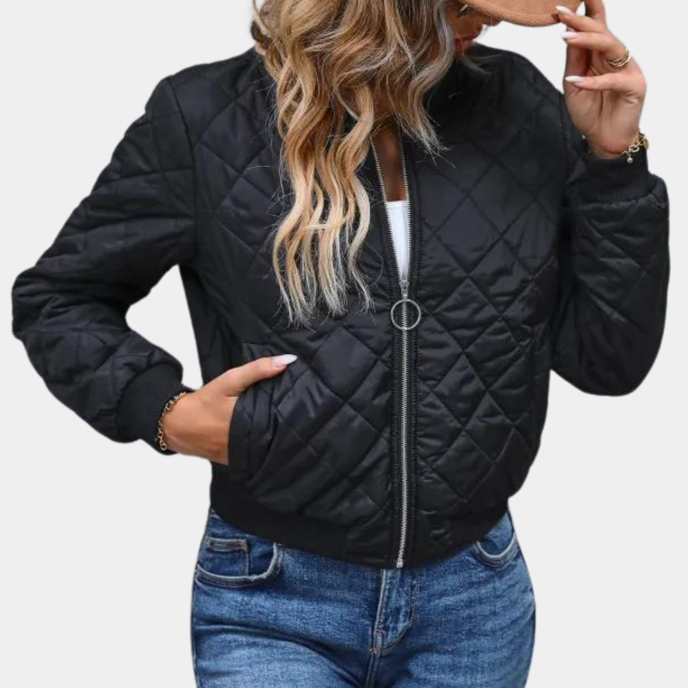 Damen Steppjacke Kurz Reißverschluss Modern - Norvielle