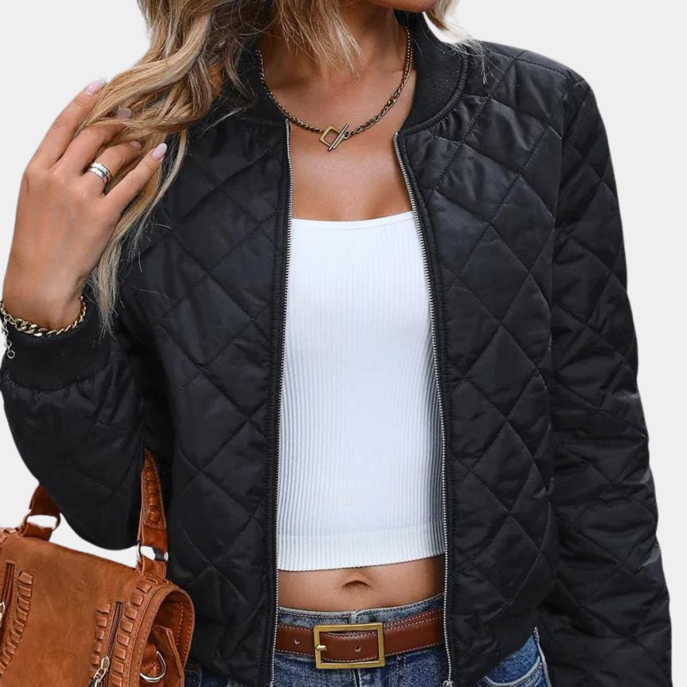 Damen Steppjacke Kurz Reißverschluss Modern