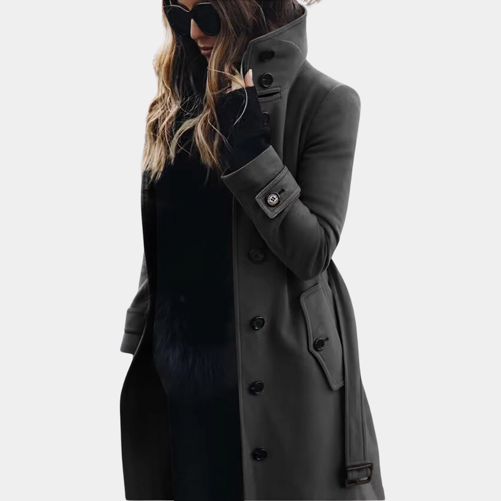 Damen Langjacke Tailliert Modern Schwarz - Norvielle