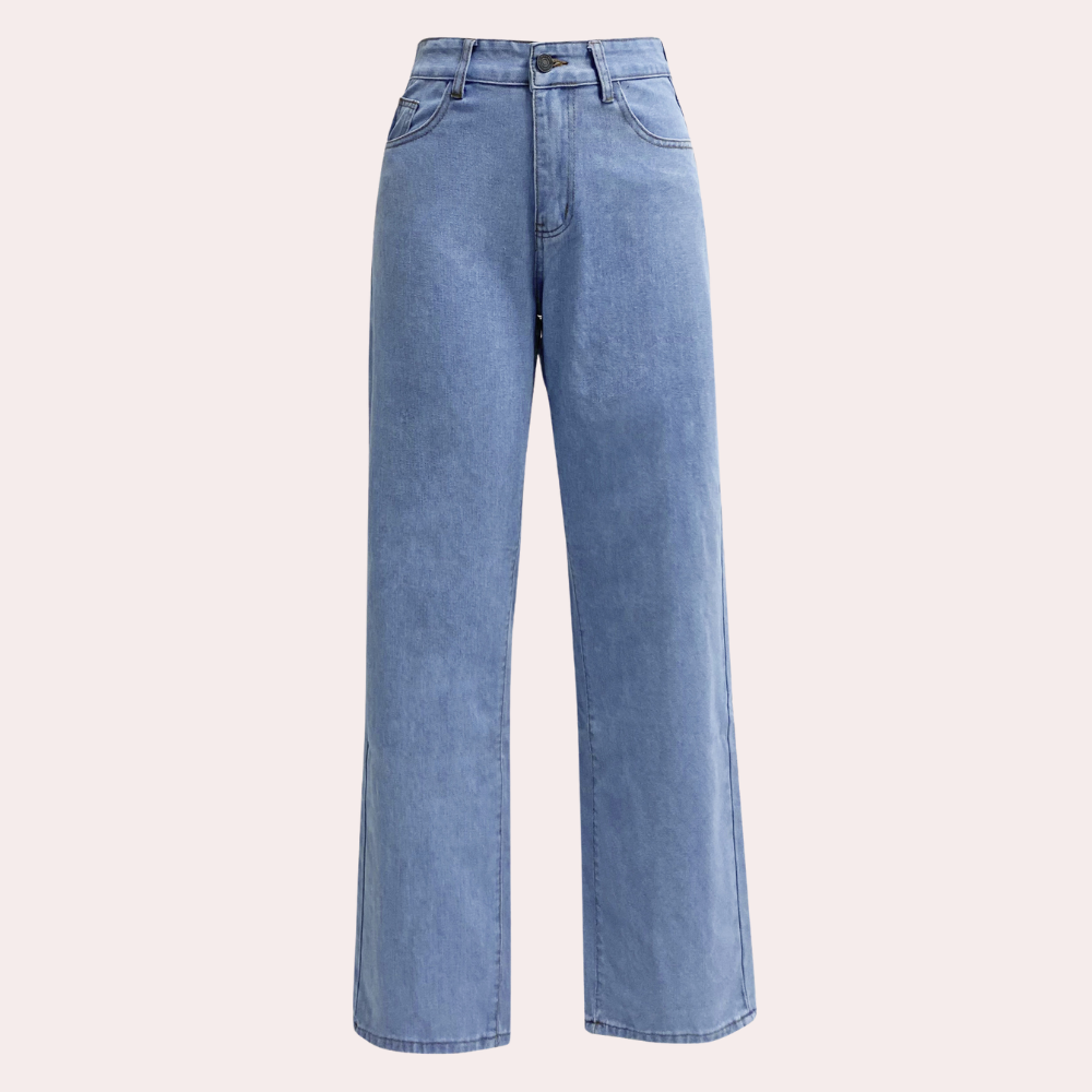 Damen Straight Leg Jeans Hohe Taille
