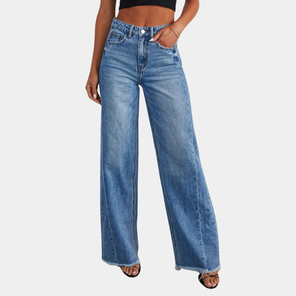 Damen High-Waist Jeans Slim Fit Hose Schwarz - Norvielle