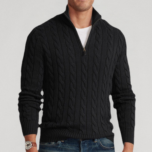 Herren Strickpullover Viertelzip Zopfmuster Frühjahr - Norvielle
