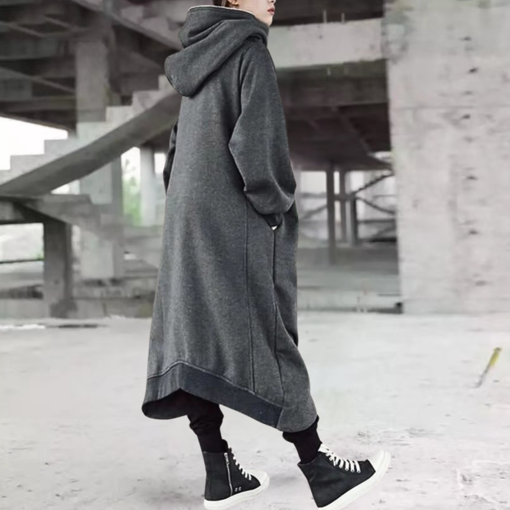 Damen Winterjacke Lang Kapuze Reißverschluss Warm - Norvielle