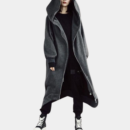 Damen Winterjacke Lang Kapuze Reißverschluss Warm