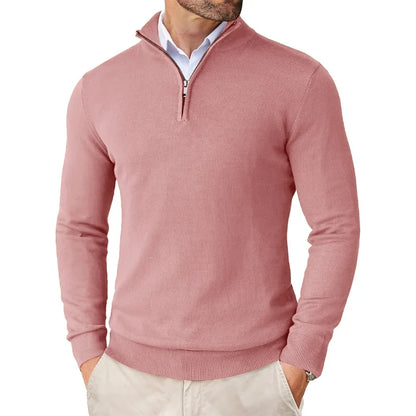 Herren Strickpullover Weich Reißverschluss Baumwolle