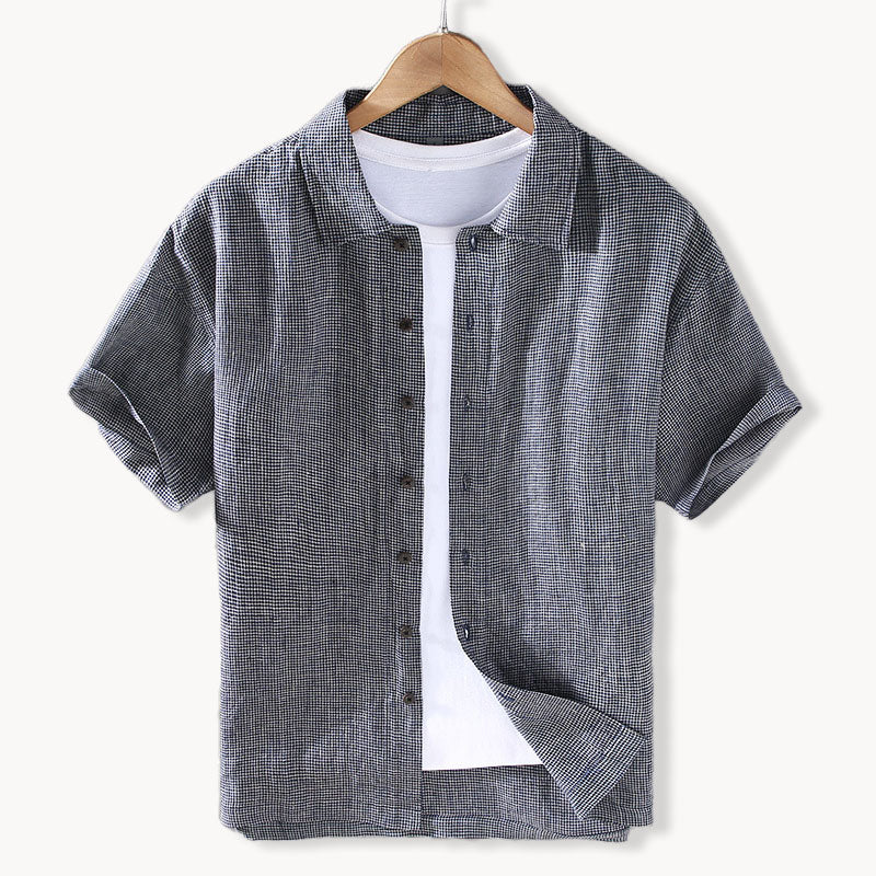Herren Leinenhemd Bequem Elegant Sommerweiß