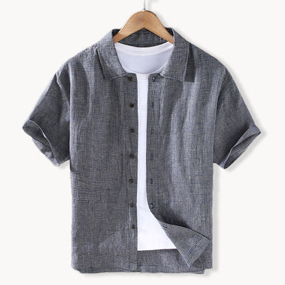 Herren Leinenhemd Bequem Elegant Sommerweiß