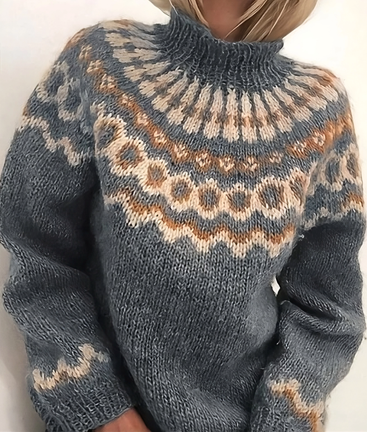 Damen Rollkragenpullover Isländische Wolle Kuschelig