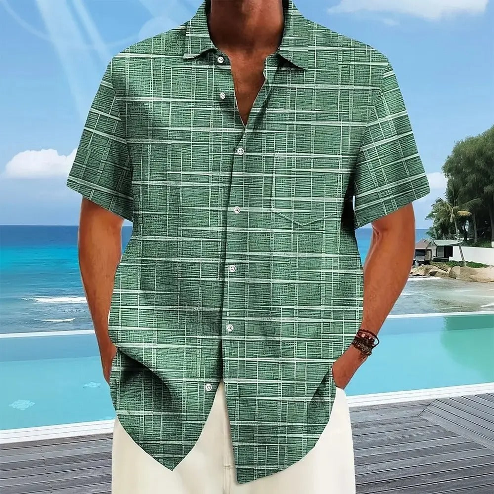 Herren Kariertes Kurzarmhemd Büroshirt Modern - Norvielle