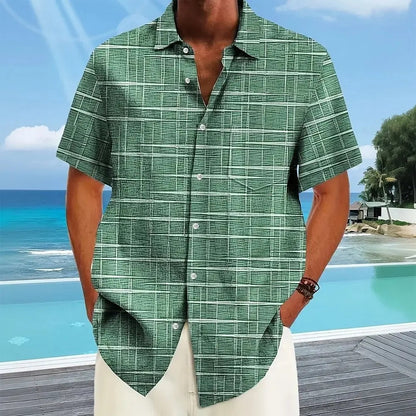 Herren Kariertes Kurzarmhemd Büroshirt Modern - Norvielle
