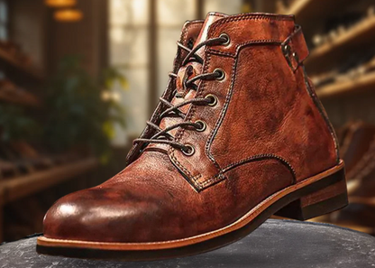 Herren Lederstiefel Klassisch Braun